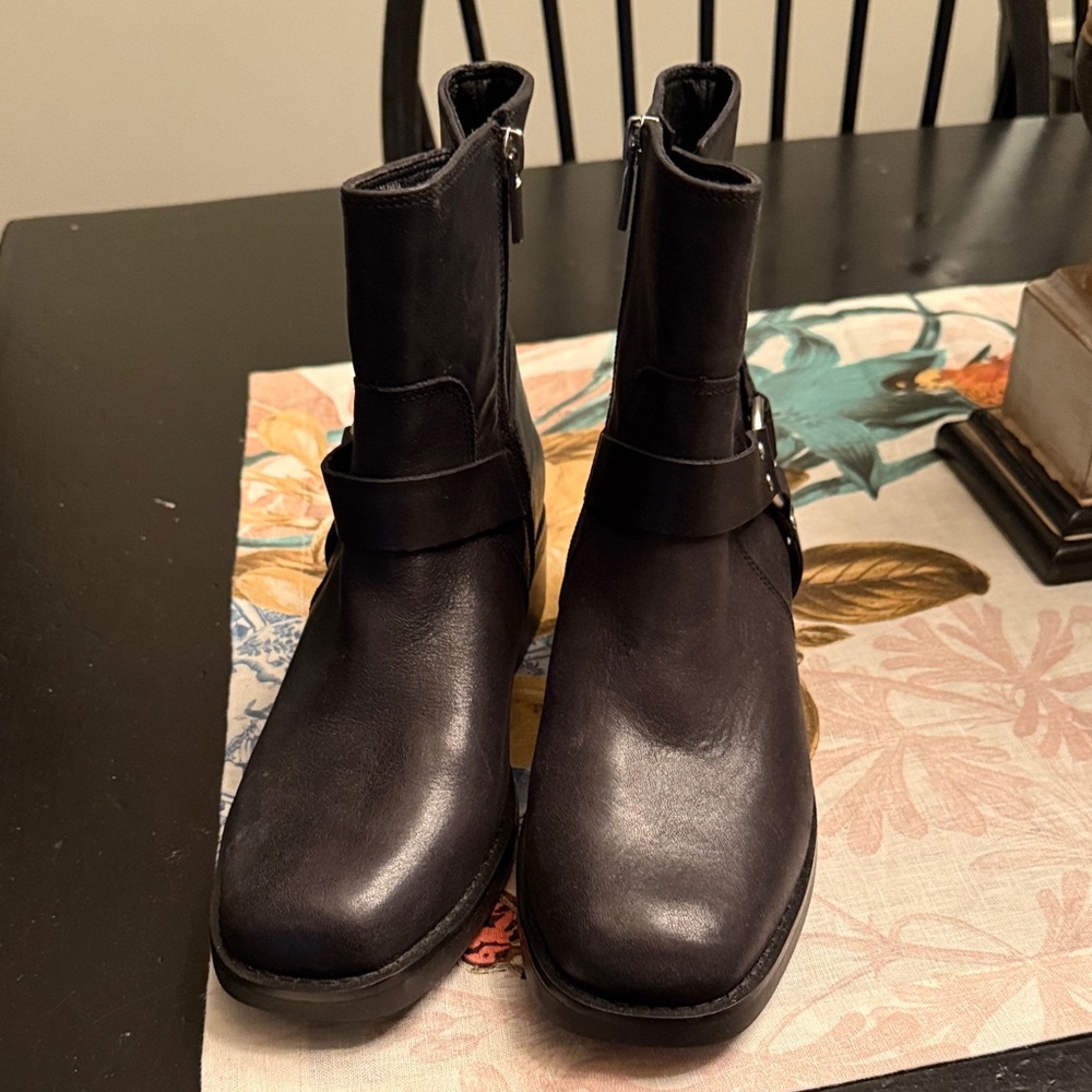 Sole Society Dark Ankle Booties with Strap